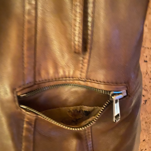 Andrew Marc Brown Leather Jacket with Detachable Fox Fur Collar, Women’s XS - Picture 4 of 11